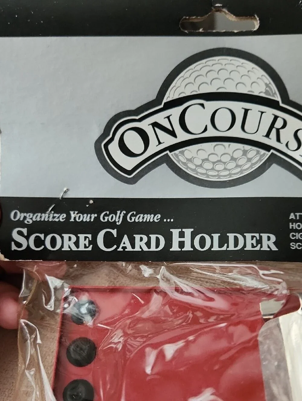 ON COURSE GOLF CART Red Score Card Holder with Silver Clip